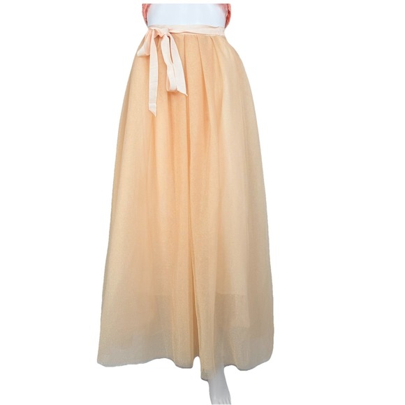 J.CREW Dresses & Skirts - J.Crew Tulle Ball Skirt in Pale Buff Gold Pleated Ribbon Belt A-line Maxi Sz-00